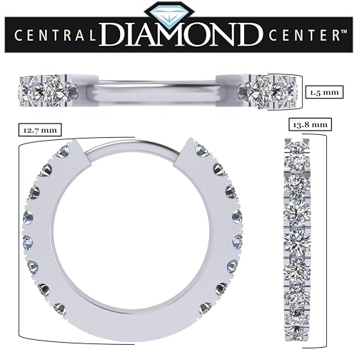 Central Diamond Center Round Huggie Hoop Earrings Pure Brilliance Zirconia in Solid 925 Sterling Silver For Women, Men, & Teens2
