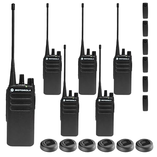 6 x Motorola CP100D Analog UHF Portable Non-Display Two Way Radio, 16 Channel, 4 Watt (403-480MHz) - 6 Pack Bundle