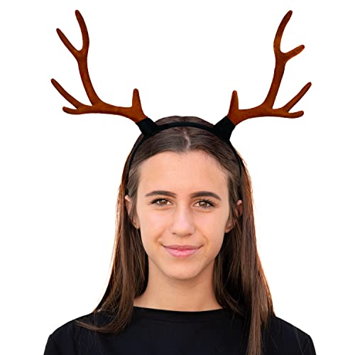 Oblique Unique® Haarreifen Rentier Hirsch Reh Geweih Haarreif in Braun Kopfschmuck Accessoire für Weihnachten Fasching Karneval