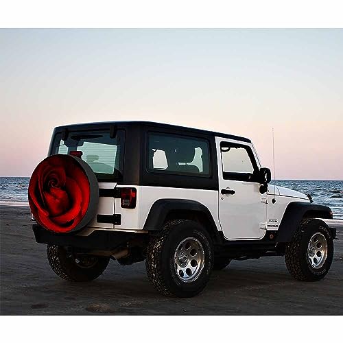 Image of Rose Spare Tire Cover Red Flower Bloom Love Valentine Petal Romance Aroma Passion Weatherproof Universal Wheel Protectors Camper Tire Covers for Trailer Rv Travel(17 inch)