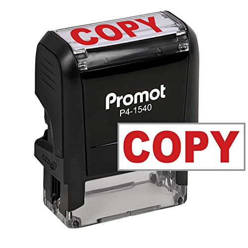 Promot Copy Self Inking Rubber Stamp - Refillable Stampers For Office - Business, Accounting, Bookkeeping, Coding, Legal, Notary, Work, Ordering, Inventory Stamps - Red Ink #TOP30