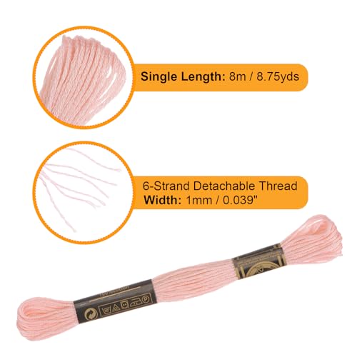 Image of HARFINGTON 12 Skeins Embroidery Floss 8.75yds(8m) Egyptian Long-Staple Cotton Cross Stitch Thread for Sewing DIY Bracelet Yarn String and Crafts, Petal Color(6020)