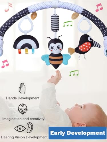 Image of Pau1Hami1ton Baby Stroller Arch Toys, Car Seat Toys,Bouncer Toy Bar /Mobile for Bassinet,Adjustable Baby Hanging Toys Fit for Crib Bed,Stroller,Car Seat.S-19(Black Bee)