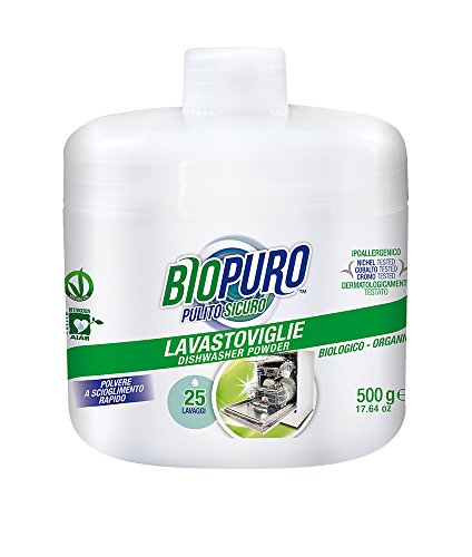 Biopuro Detergente para lavavajillas en polvo, 25 Lavados – 500 gr