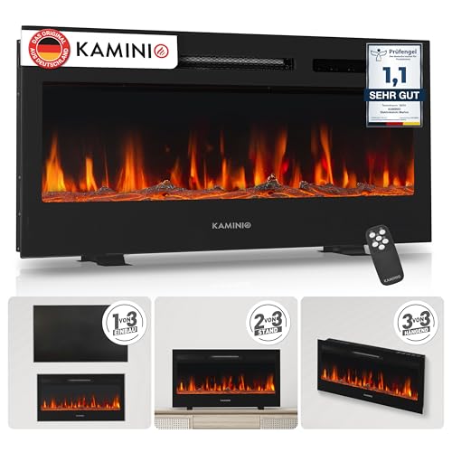 KAMINIO Elektrokamin Marlon - Elektrischer 3-in-1 Kamin mit Heizung, 3D-Flammeneffekt, 12 Flammenfarben, Fernbedienung (36 Zoll)