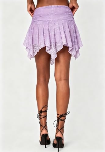 Image of Womens Y2k Ruffle Bloomer Short Lolita Layered Lace Mini Skirt | Country Concert Festival,Lace Skirts,Fluffy Ruffle Shorts,Pettipants for Women,Lolita Bottoms,Grunge Asymmetrical Skirt Party