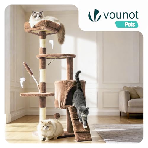 Arbre à chat hauteur 112cm vounot multi niveaux marron pour grimper