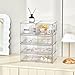 Stebopum 3 Pack Stackable Storage Drawers Clear Acrylic Organizer Makeup Bathroom Organizer and Storage for Beauty Supplies,Ideal for Vanity, Cabinet,Bathroom,Pantry Organization