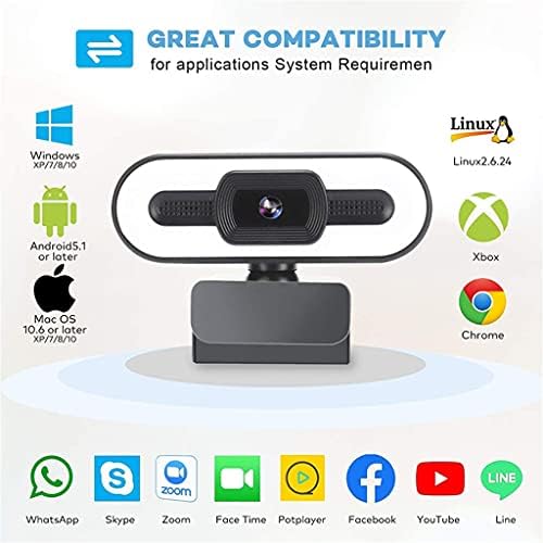 DDYYDS 2K Webcam with Microphone with Light LED Computer Camera for Zoom Video Conferencing PC Laptop — view 3