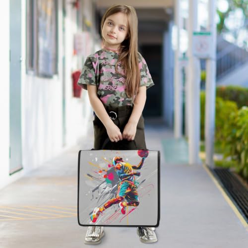 Image of Custom 3 Ring Zipper Binder Boys Playing Basketball Personalized Name 1.5 Inch Binders Large Capacity Multi Pockets for School Office Supplies