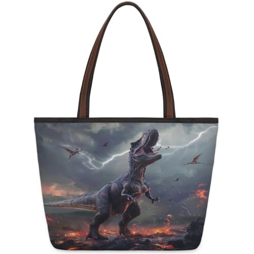 Sac fourre-tout Dinosaures 1078 grand sac à main polyester aux finitions soignées 45x33