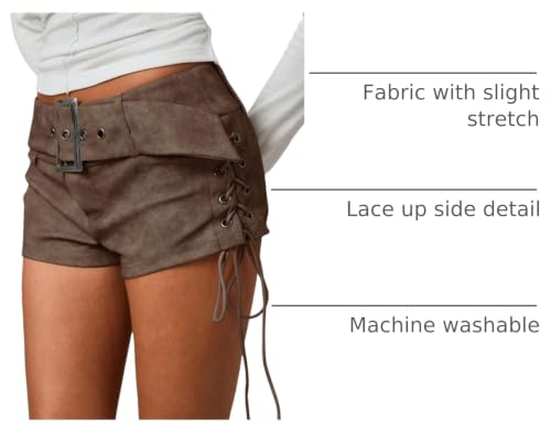Image of Floerns Women's Faux Leather Lace Up Side Low Rise Waist Mini Shorts
