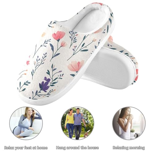 JUNZAN Spring Flowers Orchid Tulips Neutral Womens House Cotton Slippers Wide Memory Foam Foam Slippers for Spa Christmas Presents 6-73