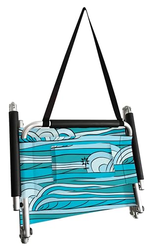 Image of Neso Beach Chairs - Lightweight, Portable and Foldable Recliner Beach Chairs for Park, Camping and Outdoor Adventures - with Slip Pockets and Shoulder Strap - 2 Pack - Swells - Regular