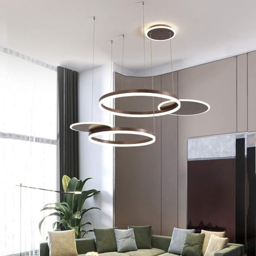 Suspension moderne à intensité variable et lustre LED dorés de chambre - 2