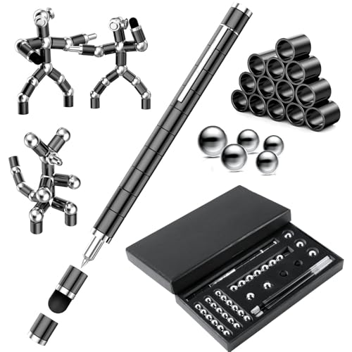 OSDUE Magnetic Fidget Pen Stressabbau Druckkugelschreiber Lustig Multifunktions Magnetstift Vatertagsgeschenk für Papa Geschenke für Männer Ideales Geschenk für Kinder (Schwarz)