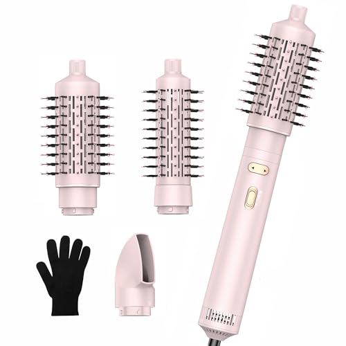 Rotating Hot Air Brush,3 in 1 Rotating Hair Dryer Brush Spinning with Detachable Brush(2' & 1.5'),3 Heats and 2 Speeds Spin Blow Dryer Brush for Curl,Straight