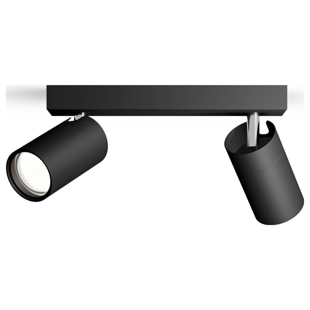 Philips Idris Faretto A 2 Teste Nero Impermeabile IP44 Per Bagno – Lampada Da Soffitto Con Testine Regolabili (GU10 Non Inclusa)