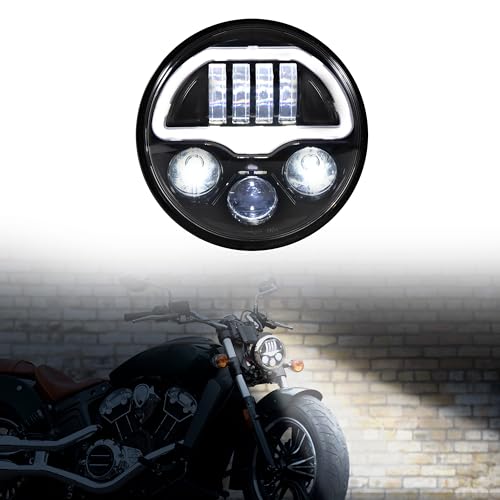 VEISUTOR LED Headlight for Polaris Indian Motorcycle, LED Headlamp with DRL High Low Beam for Scout, Scout Bobber, Scout Rogue, Scout Sixty Models and More 2015-2024 (Replace#2882517)