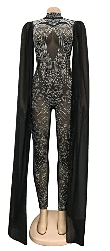 Women's Sexy See Through Mesh Sequin Split Floor Length Sleeve Backless Wide Leg Pants Jumpsuit Clubwear #TOP3
