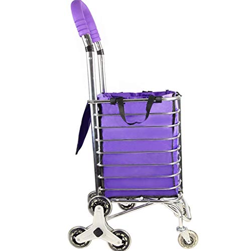 MTYLX Multifunktionale Tragbare Wagen Mit Rädern, Aluminiumlegierung, Wasserdichtem Stoff-Einkaufswagen, Tragendem 50 Kg, Klappwagen (Farbe: Lila) – Bild 7