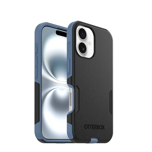 Image of OtterBox iPhone 16 (Only) - Commuter Series MagSafe Case - Sovereign Navy (Black & Blue) - Built-in Magnets - Slim & Tough - Pocket-Friendly - with Port Protection