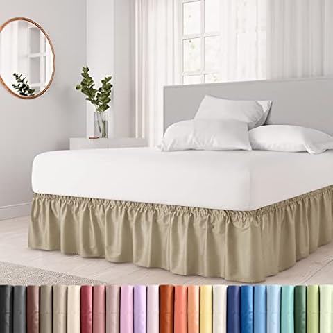 Bed Skirt Ruffled (Twin-15 Drop, Beige) Cover