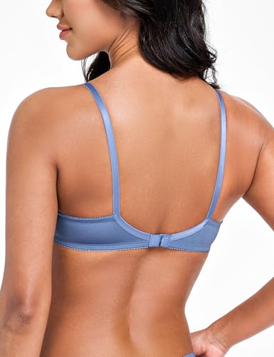 Image of Wingslove Women's Sexy 1 /2 Cup Lace Bra Balconette Mesh Underwired Demi Shelf Bra Unlined See Through Bralette