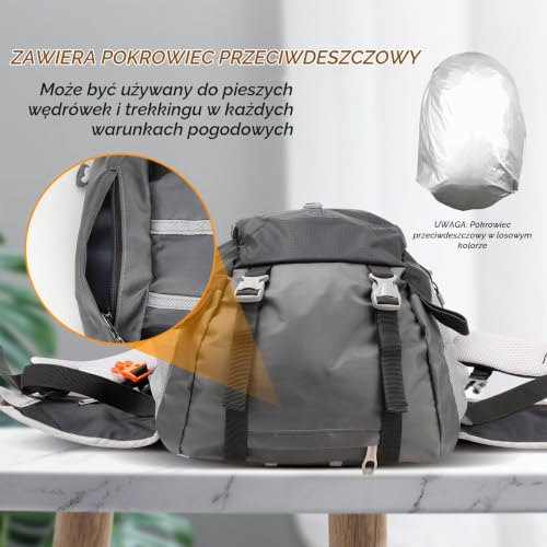 Cozary Wodoodporny plecak turystyczny 40 l dla mężczyzn i kobiet, wodoodporny i oddychający, w zestawie pokrowiec przeciwdeszczowy (czarny), czarny, 40L