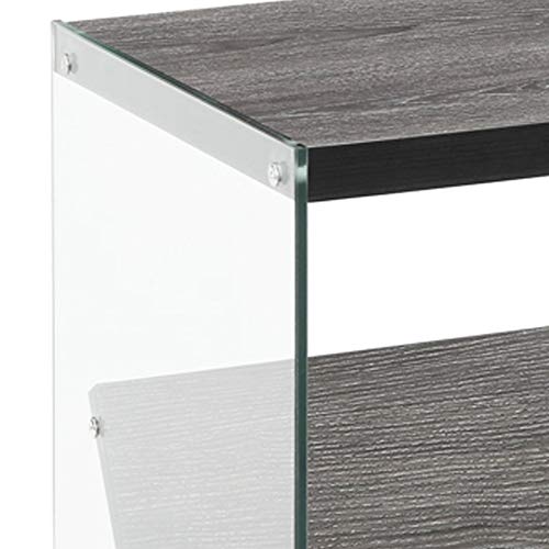 Convenience Concepts Soho End Table, Weathered Gray / Glass #TOP5