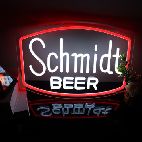 Image of Beer Neon Schmidt Sign for Wall Decor, Dimmable USB Powered Bar Neon Sign for Man Cave, Home Bar, Pub, Party, Vintage Beer Neon Wall Light for Home Decoration