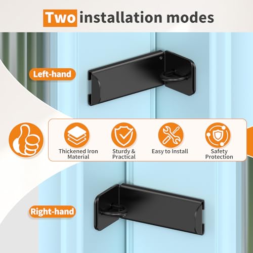 Image of 3.3 inch Sliding Barn Door Lock, 90 Corner Latch (Black-2 Pcs)