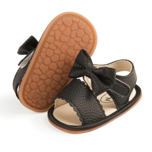 Image of Babelvit Infant Baby Girl Boy Sandals Comfort Premium Summer Outdoor Casual Beach Shoes with Flower Bowknot Anti Slip Rubber Sole Newborn Toddler Prewalker First Walking Shoes
