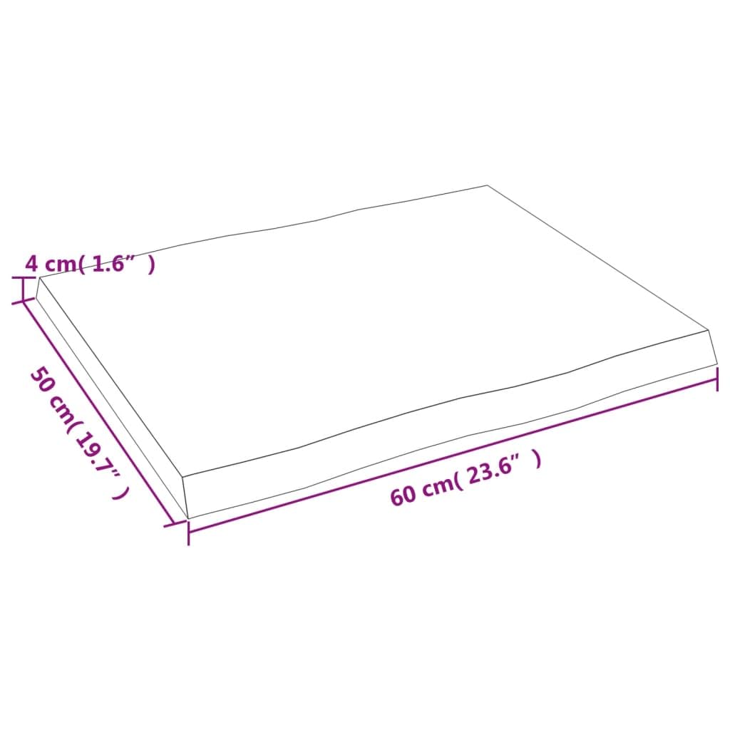 vidaXL Tischplatte, Holzplatte für Tisch Esstisch Couchtisch, Massivholzplatte Handgefertigt mit Baumkante, Ersatztischplatte, Hellbraun 60x50x(2-4) cm Massivholz Behandelt