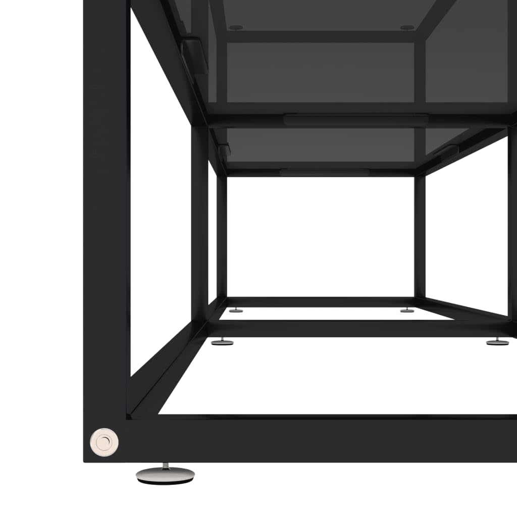 Szafka TV czarna 180 x 40 x 40,5 cm, szkło hartowane, stal malowana proszkowo, nowoczesne centrum rozrywki do salonu, stabilna konsola TV z półką