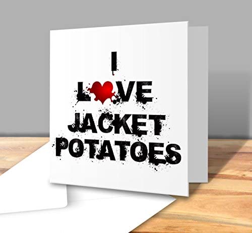 The Victorian Printing Co - I Love Food Greeting Card - Jacket Potatoes - Square Greeting Card
