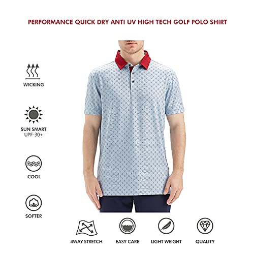 Golf Shirts For Men Dry Fit Short Sleeve Print Performance Moisture Wicking Polo Shirt #TOP5