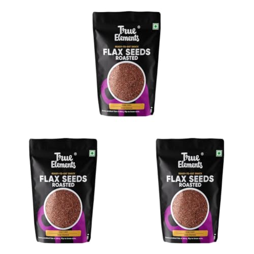Image of True Elements Roasted Flax Seeds 125g | Superfood for Healthy Snacking | Rich in Omega-3 | Fiber & Antioxidants (Pack of 3)
