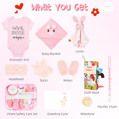 Image of Defresit 13Pcs Baby Shower Gift, Baby Girl Gift Basket