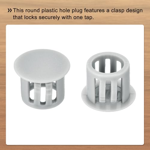 Image of MECCANIXITY 64PCS 10mm(3 /8 inch) Light Gray Plastic Hole Plugs, Flush Type Panel Hole Plugs Insert End Caps for Locking Hole Tubes Furniture Cabinet