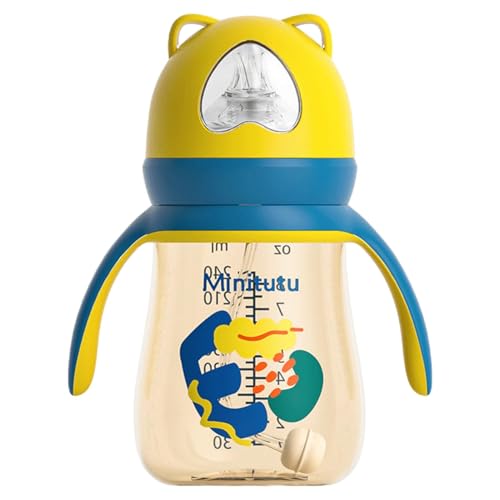 哺乳瓶、新生児用哺乳瓶 - 漫画の母乳ボトル - 写真ワイドネックソフトニップルボトル、300ml 授乳中の赤ちゃんのためのお手入れが簡単な抗疝痛ボトル