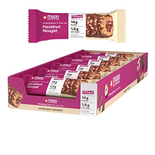 MaxiNutrition Filled Protein Bar Hazelnut-Nougat, 12 x 45 g Riegel Cover