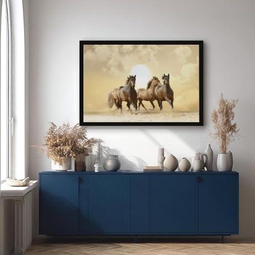 Chevaux au coucher du soleil impression sur toile 20x30 cm pour salon - 4
