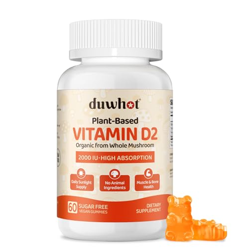 Vitamin D2 Gummies 2000 IU for Bone Muscle & Immune Support 60 Chews