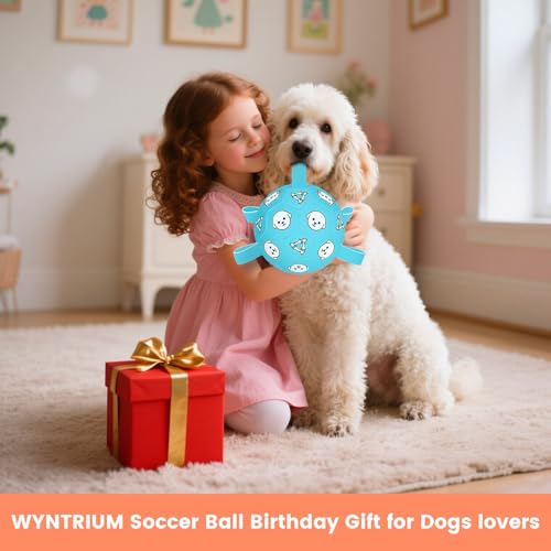 Image of 8 Inch Dog Soccer Ball with Straps, Jolly Ball for Medium Dogs | Interactive Dogs Toy for Tug of War, Water Toys, Durable Large Dog Balls for Outside Play Outdoor Training, Birthday Gift