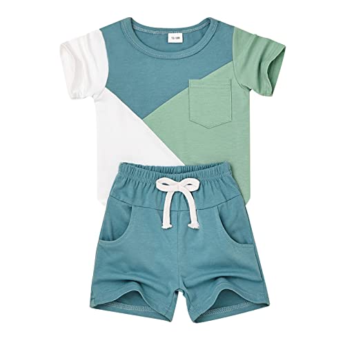 Baby Boy Clothes Toddler Boy Summer Outfits Short Sleeve Patchwork T-Shirt & Shorts Boy Clothes Set 12 Months-4T
