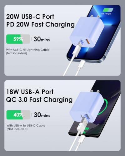 Image of [2 Pack] 20W USB C Charger Block Fast Charging Multiport Adapter