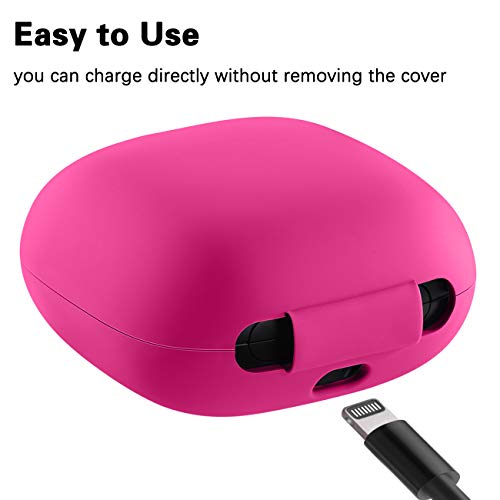 Geak Portable Powerbeats Pro Case, 360° Protection Shockproof Soft Silicone Cover With Keychain Compatible For Beats Powerbeats Pro 2019, Rose Pink #TOP5