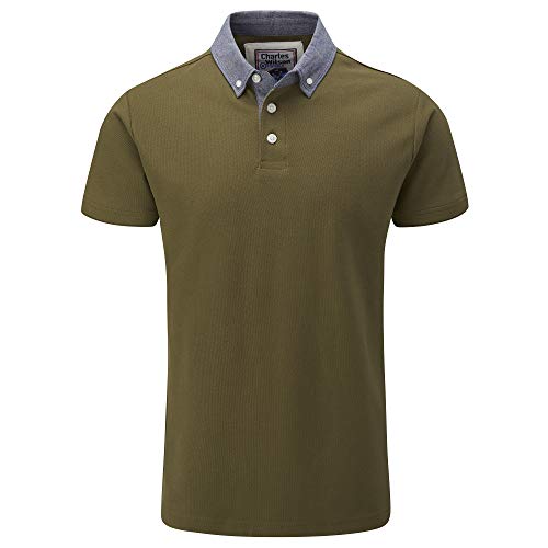 Charles Wilson Originals Polo Col Pique Chambray (Large, Olive (1019))