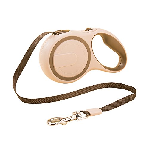 Guinzaglio per Cani Retrattile Giunzaglio Adestramento Cane Allungabile 3M 5M Resistente Corda Estensibile per Cani Taglia Piccoli/Medi Cucciolo Gatto Dog Leash feiling (5M, cachi)